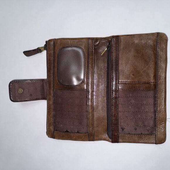 Fossil Women’s Rare Long Live Vintage 1954 Bifold Top Zip Wallet - Picture 4 of 4